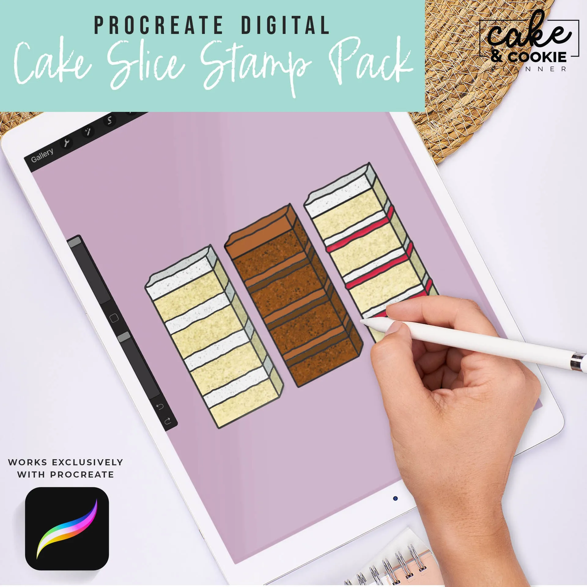 Cake Tiers   Cake Slices BUNDLE Procreate Pack - Digital Cake Sketching