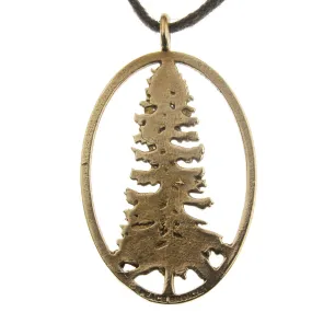 California Redwood Peace Bronze Pendant Necklace on Adjustable Natural Fiber Cord (Wholesale)