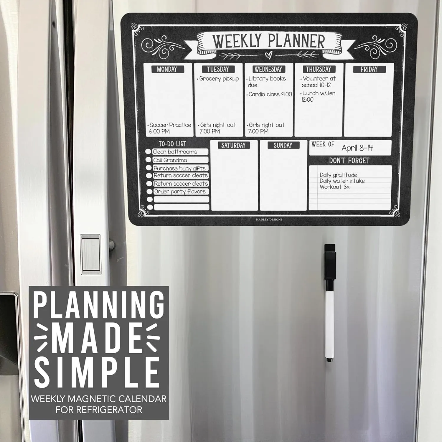 Chalkboard Fridge Weekly Calendar | Magnetic & Dry Erase | Calendars & Planners