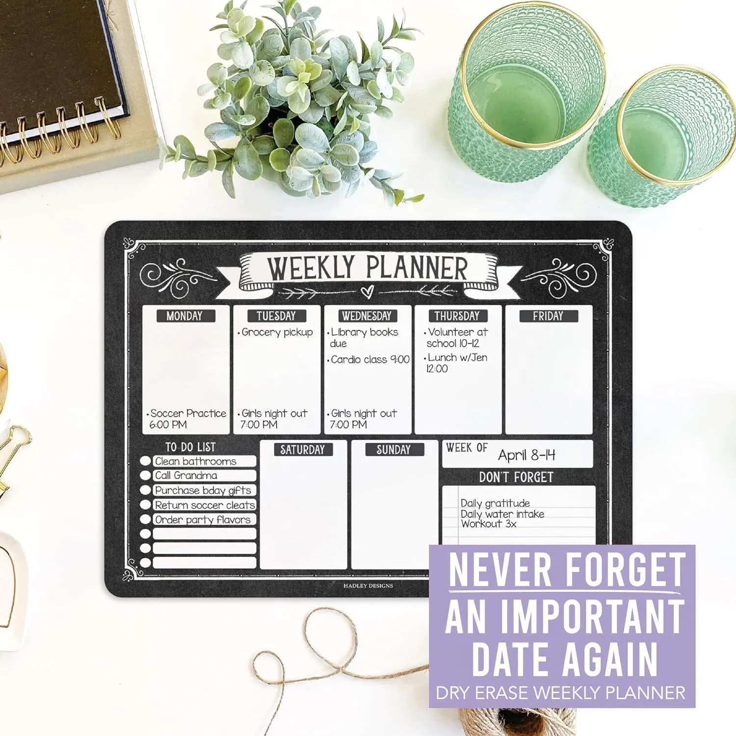 Chalkboard Fridge Weekly Calendar | Magnetic & Dry Erase | Calendars & Planners