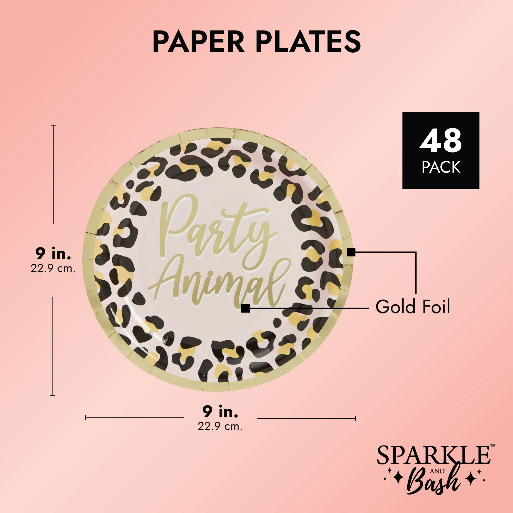 Cheetah Print Paper Plates for Party Animal Safari Birthday Supplies (9 In, 48 Pack)