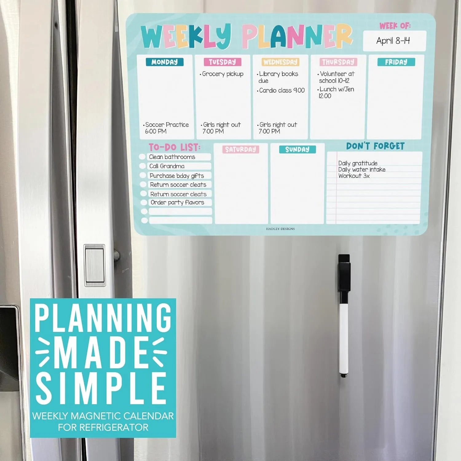 Colorful Fridge Weekly Calendar | Magnetic & Dry Erase | Calendars & Planners