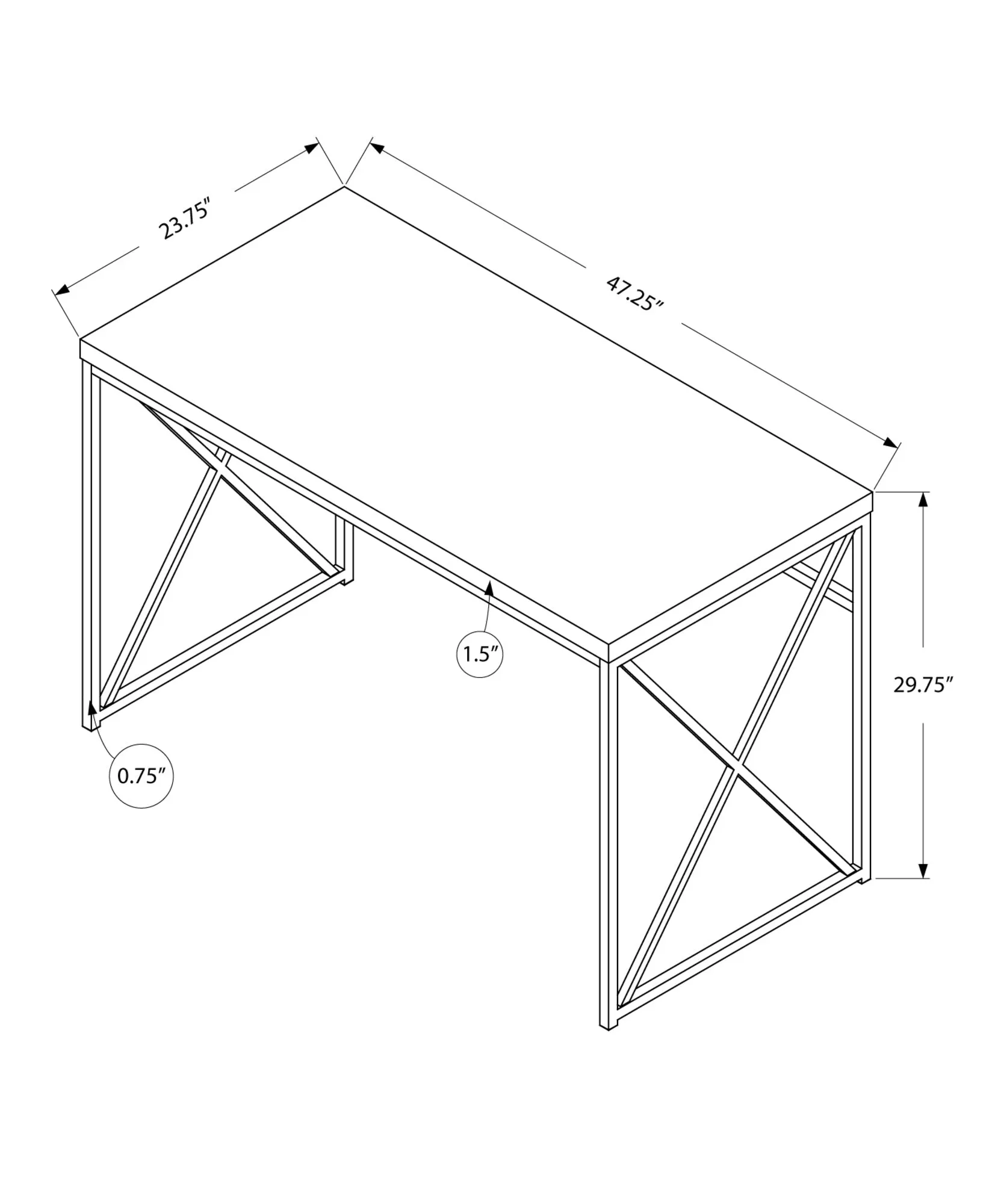 Computer Desk - 48"L / Dark Taupe / Chrome Metal