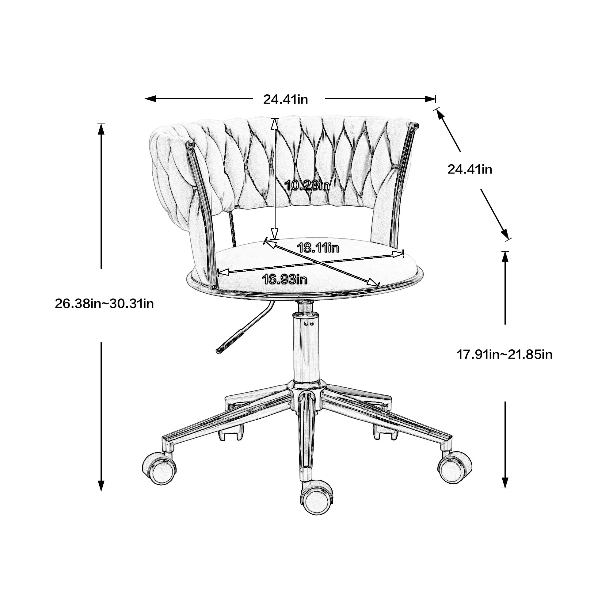 COOLMORE Home Office Desk Chair, Vanity Chair, Modern Adjustable Home Computer Executive Chair Swivel Task Chair for Small Space, Living Room, Make-up, Studying