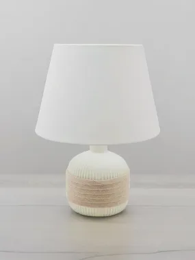 Cream Hessian Flagon Ribbed Effect Ceramic Table Lamp