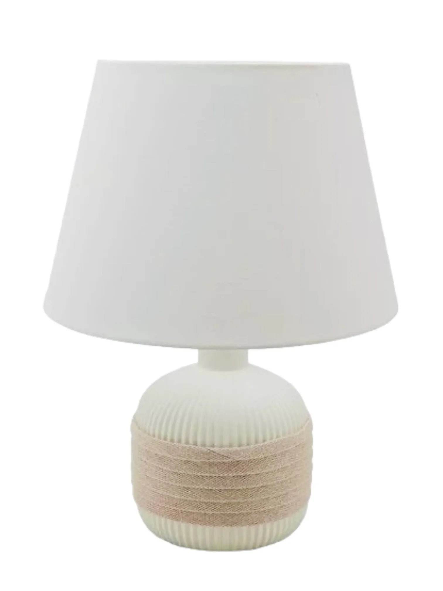 Cream Hessian Flagon Ribbed Effect Ceramic Table Lamp