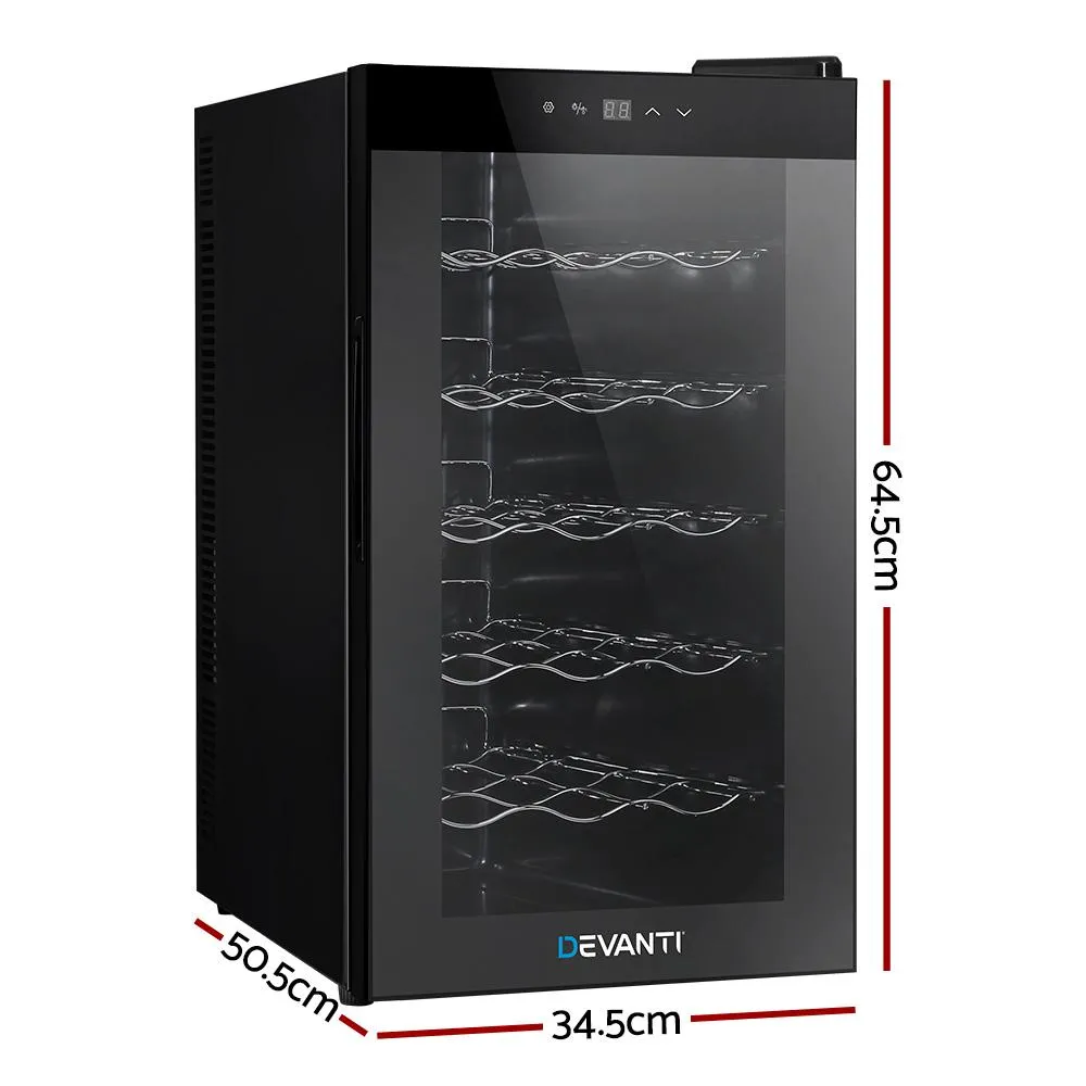 Devanti Wine Cooler 18 Bottles Glass Door Beverage Cooler