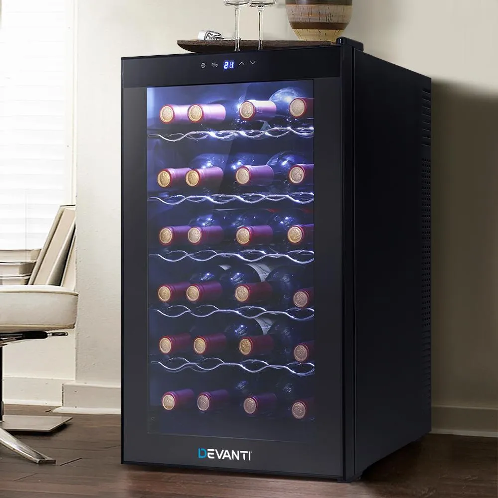 Devanti Wine Cooler 28 Bottles Glass Door Beverage Cooler