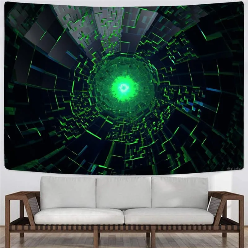 Dizziness Tapiz Green Tapestries Technology Home Tapestrys Art Wall Tapestry