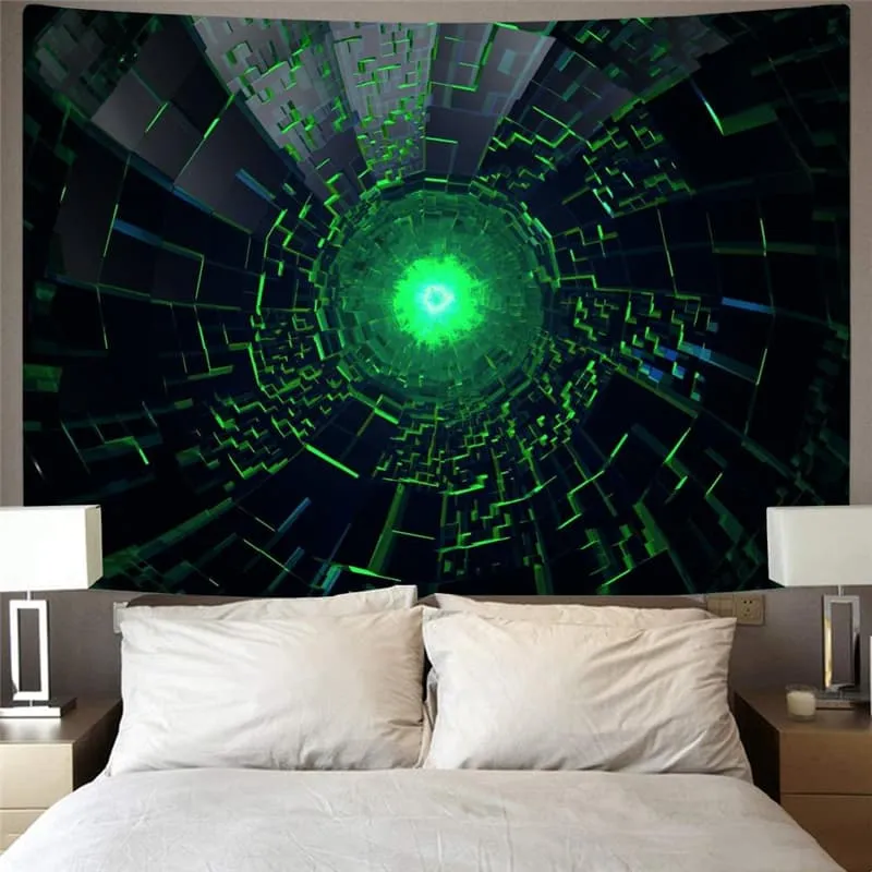 Dizziness Tapiz Green Tapestries Technology Home Tapestrys Art Wall Tapestry