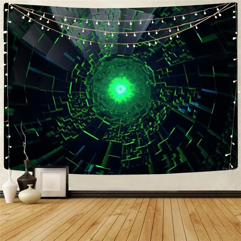 Dizziness Tapiz Green Tapestries Technology Home Tapestrys Art Wall Tapestry