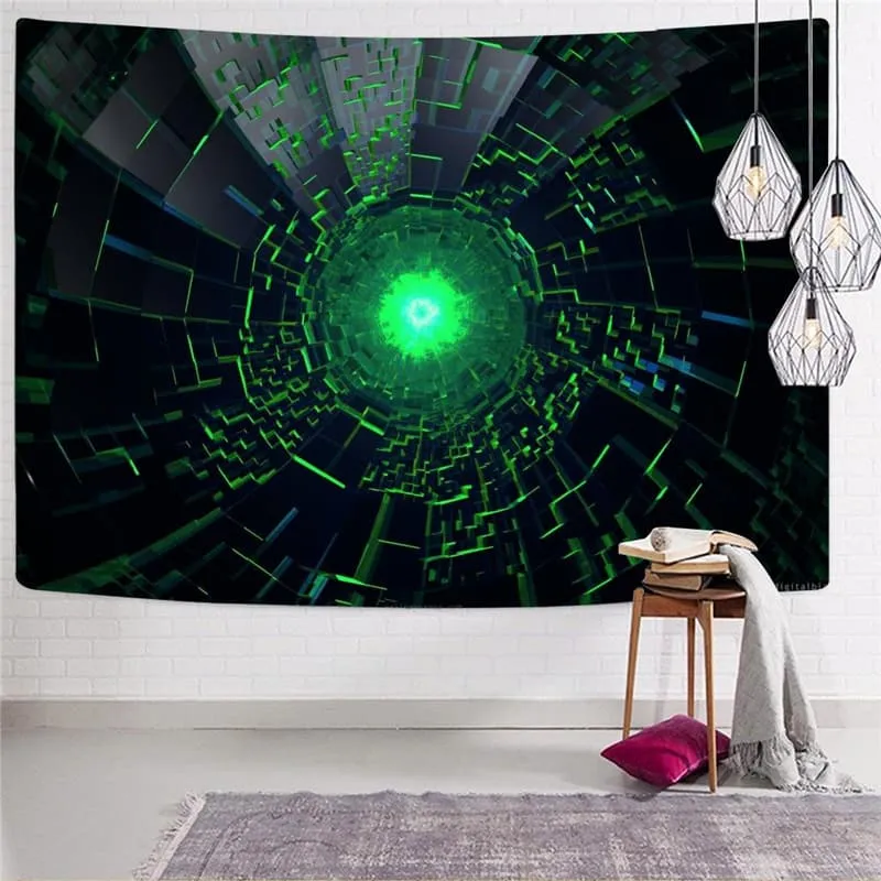 Dizziness Tapiz Green Tapestries Technology Home Tapestrys Art Wall Tapestry