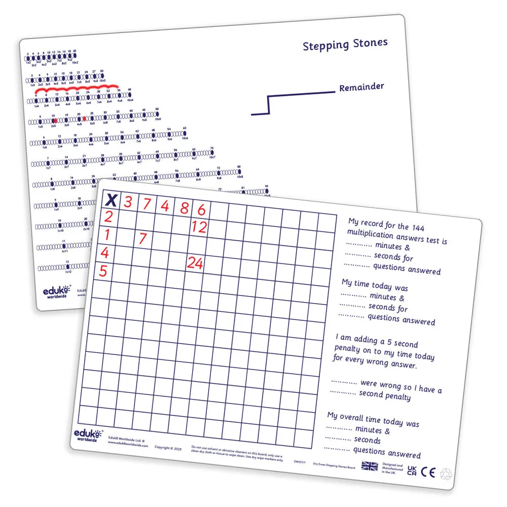 Dry Erase Pupils A4 Stepping Stone Multiplication/Division Boards (Pack of 30)