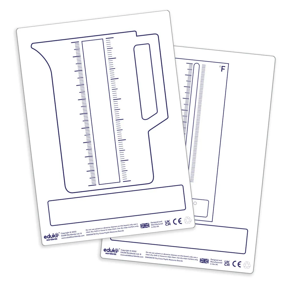 Dry Erase Pupils A5 Measure Boards (Pack of 30)