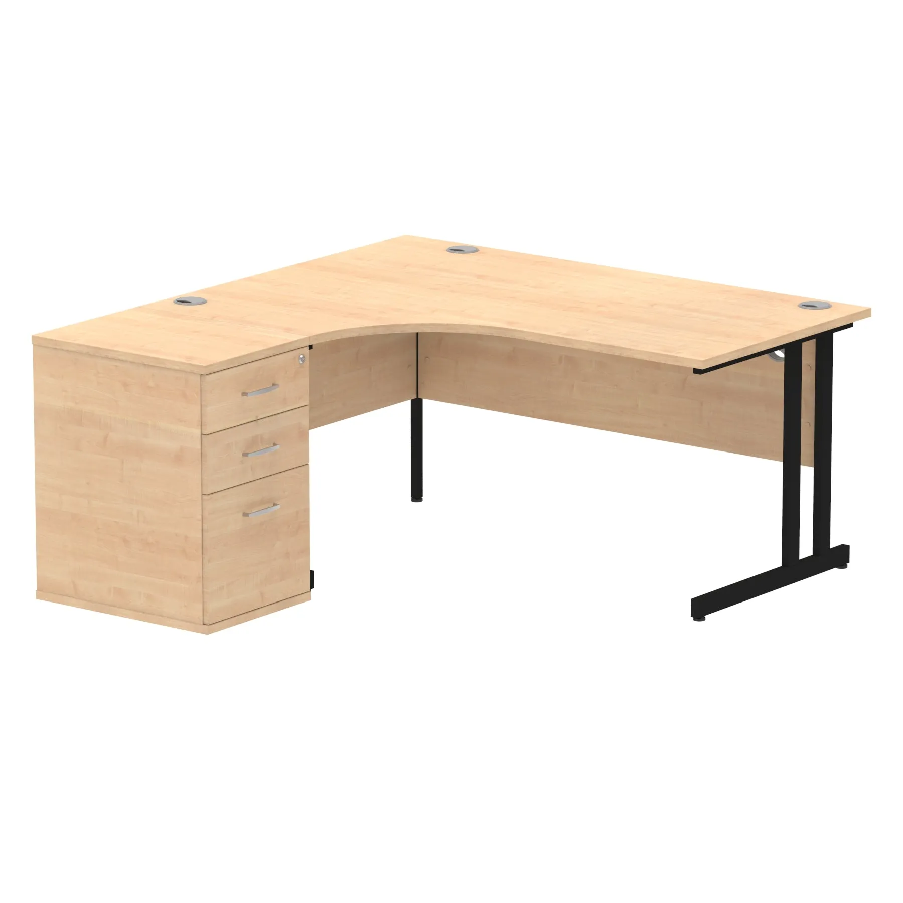 Dynasty 1600mm Left Crescent Desk | Free-Standing Cantilever Leg | Sturdy Build | Weather & Heat Resistant | Melamine