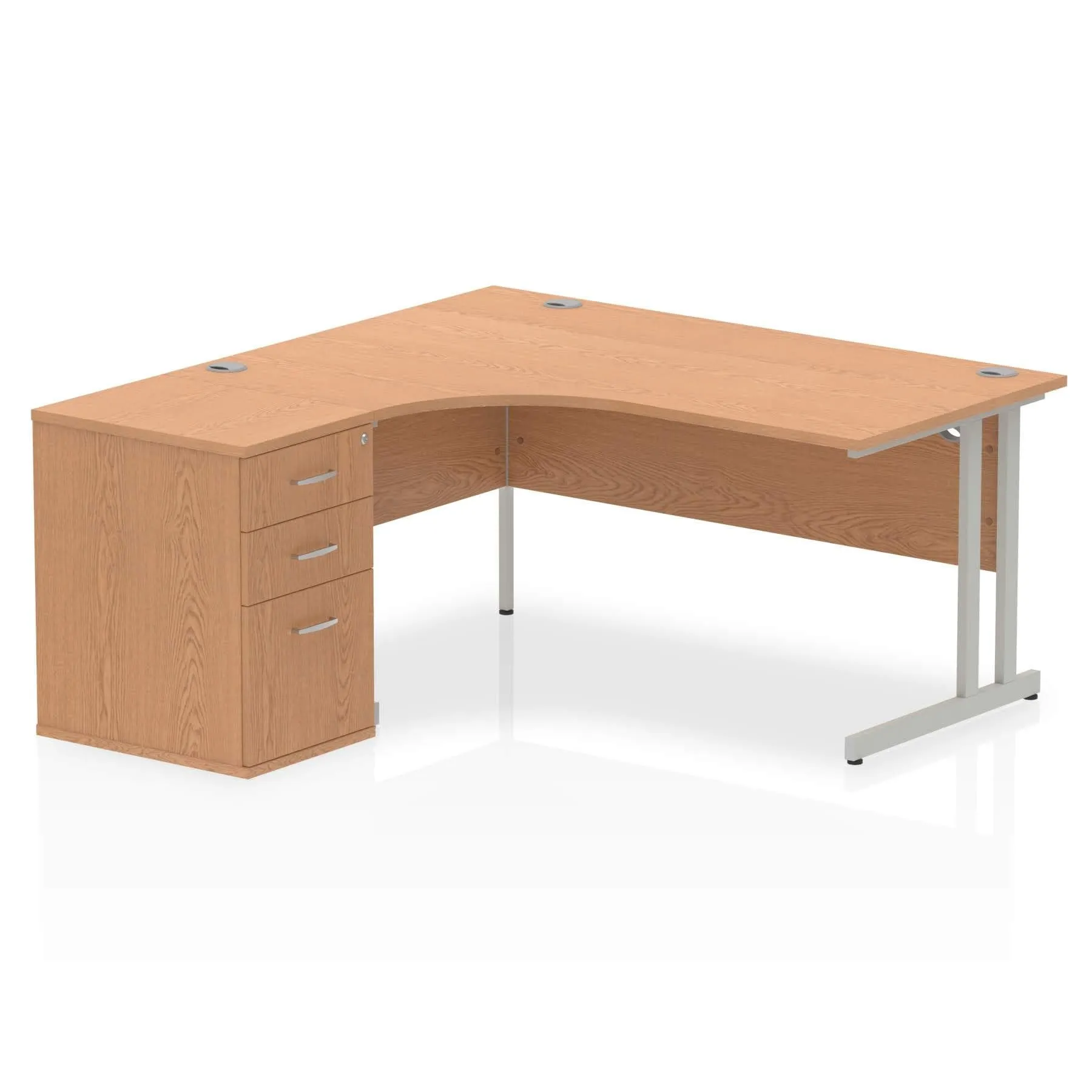 Dynasty 1600mm Left Crescent Desk | Free-Standing Cantilever Leg | Sturdy Build | Weather & Heat Resistant | Melamine