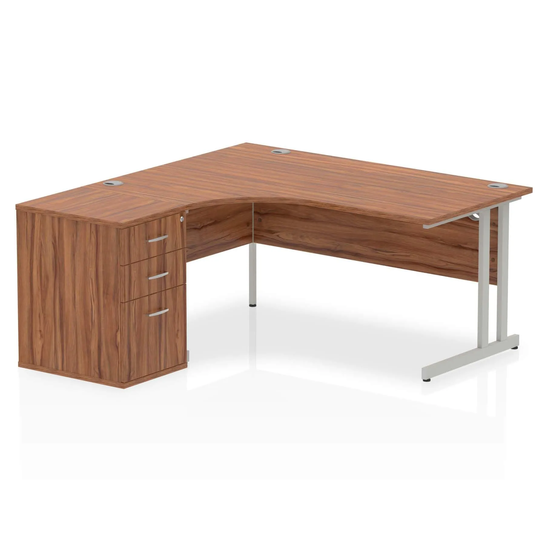 Dynasty 1600mm Left Crescent Desk | Free-Standing Cantilever Leg | Sturdy Build | Weather & Heat Resistant | Melamine