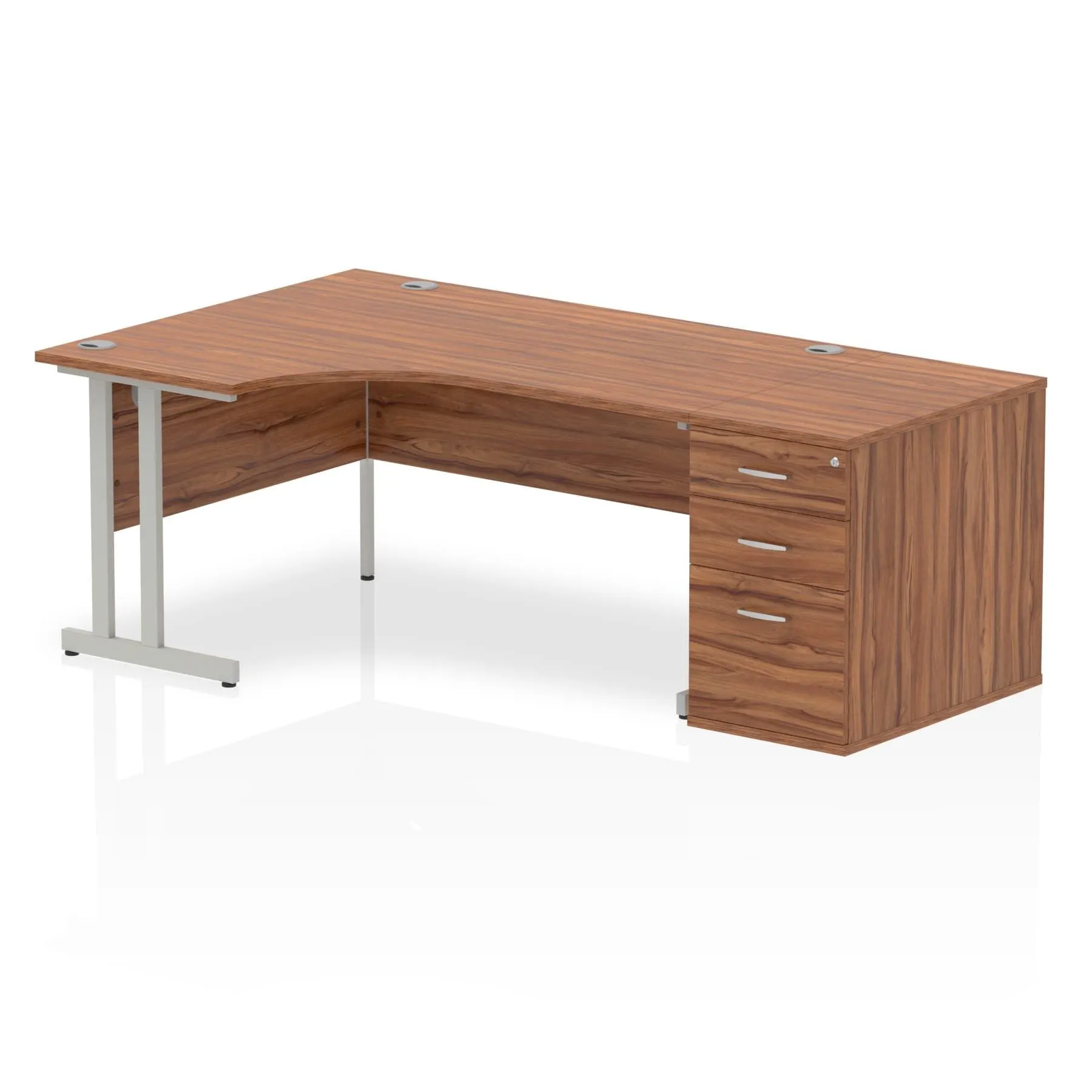 Dynasty 1600mm Left Crescent Desk | Free-Standing Cantilever Leg | Sturdy Build | Weather & Heat Resistant | Melamine