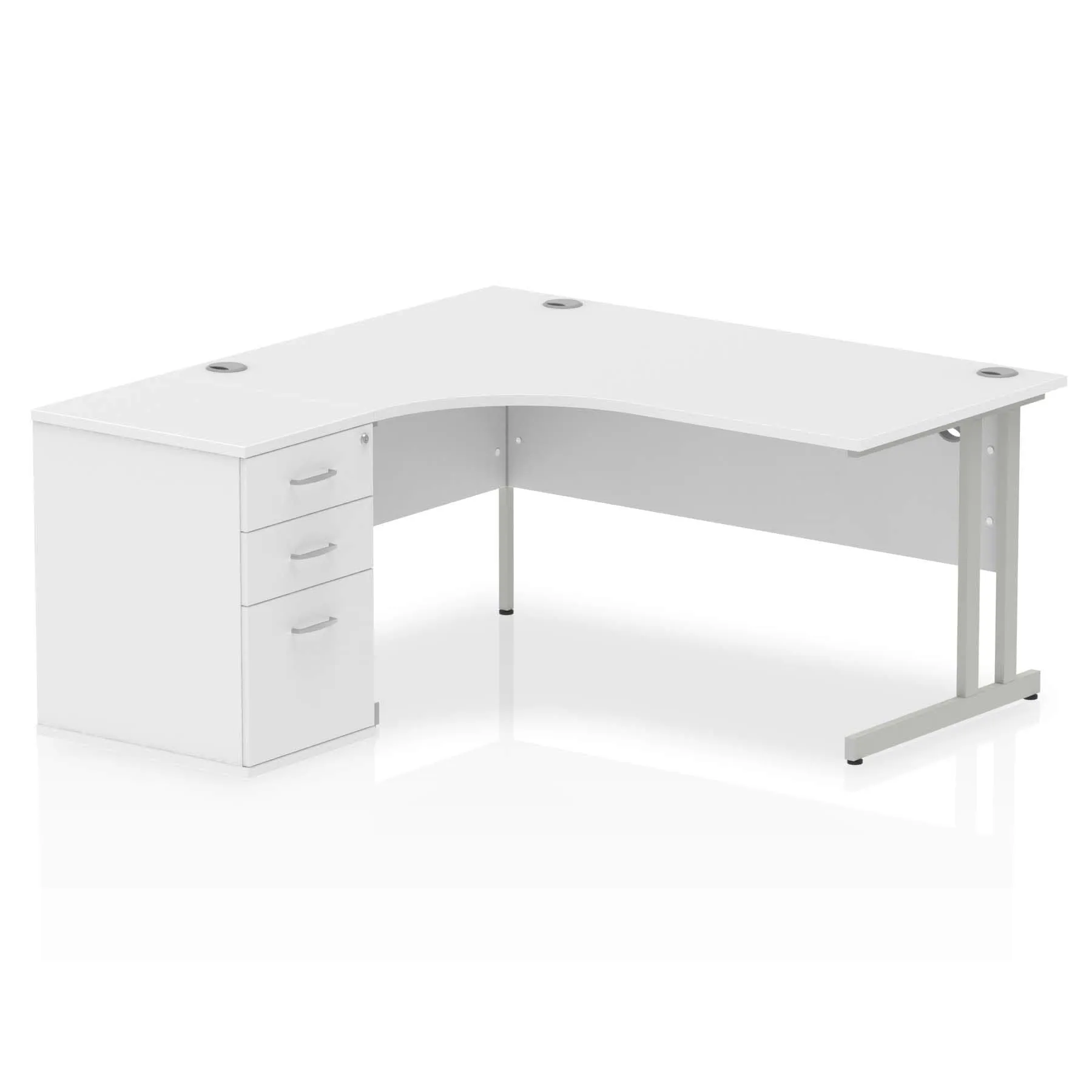 Dynasty 1600mm Left Crescent Desk | Free-Standing Cantilever Leg | Sturdy Build | Weather & Heat Resistant | Melamine