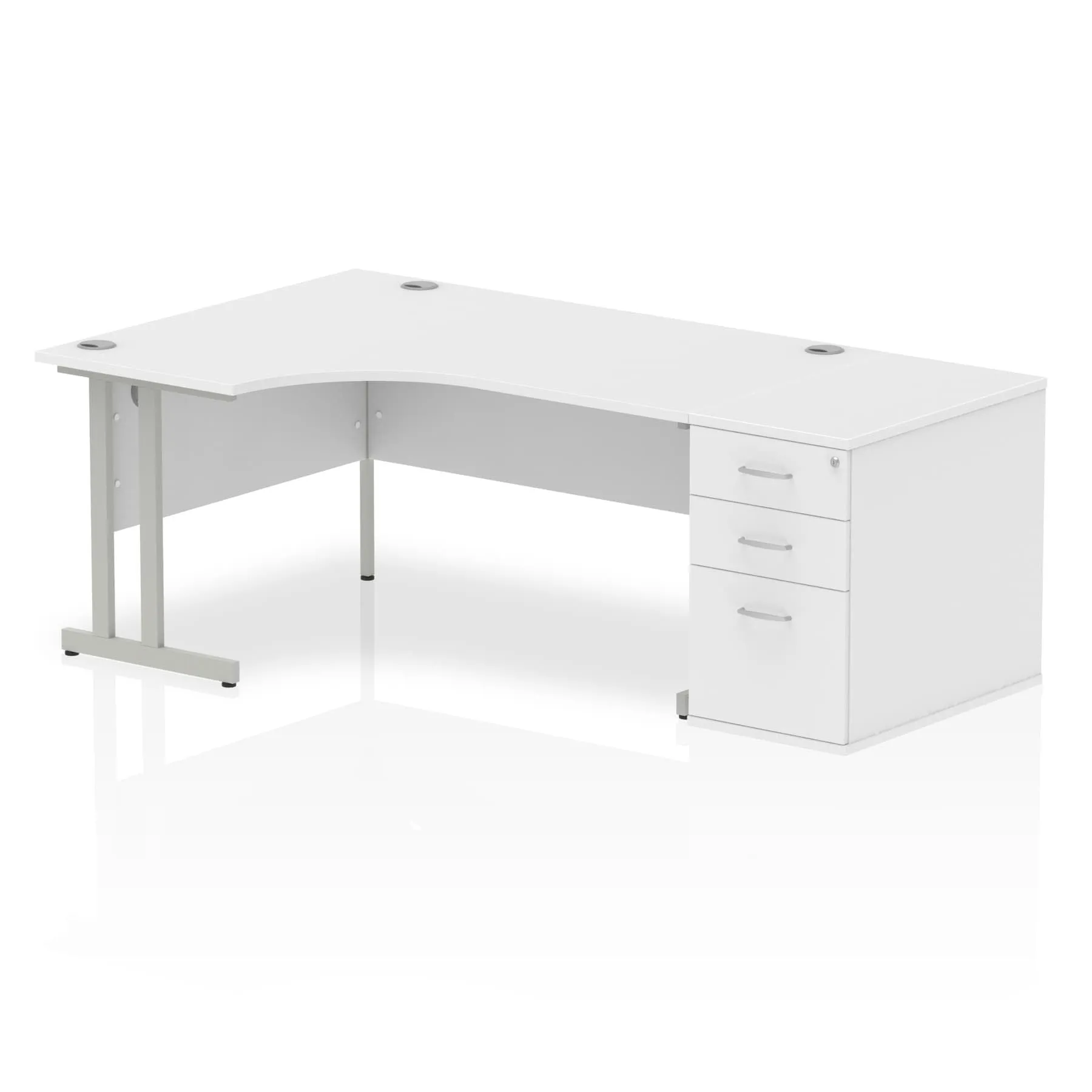 Dynasty 1600mm Left Crescent Desk | Free-Standing Cantilever Leg | Sturdy Build | Weather & Heat Resistant | Melamine