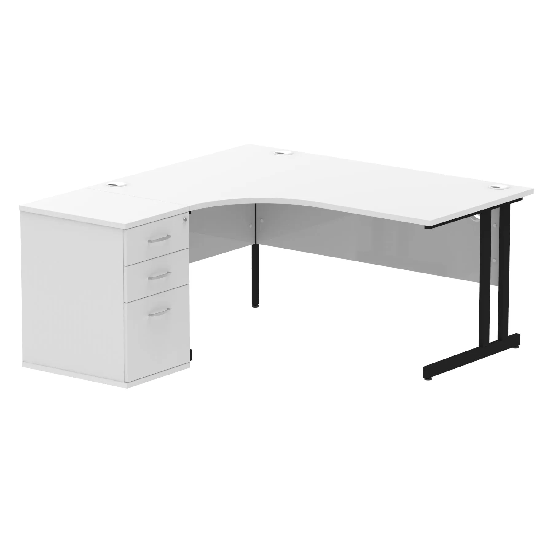 Dynasty 1600mm Left Crescent Desk | Free-Standing Cantilever Leg | Sturdy Build | Weather & Heat Resistant | Melamine