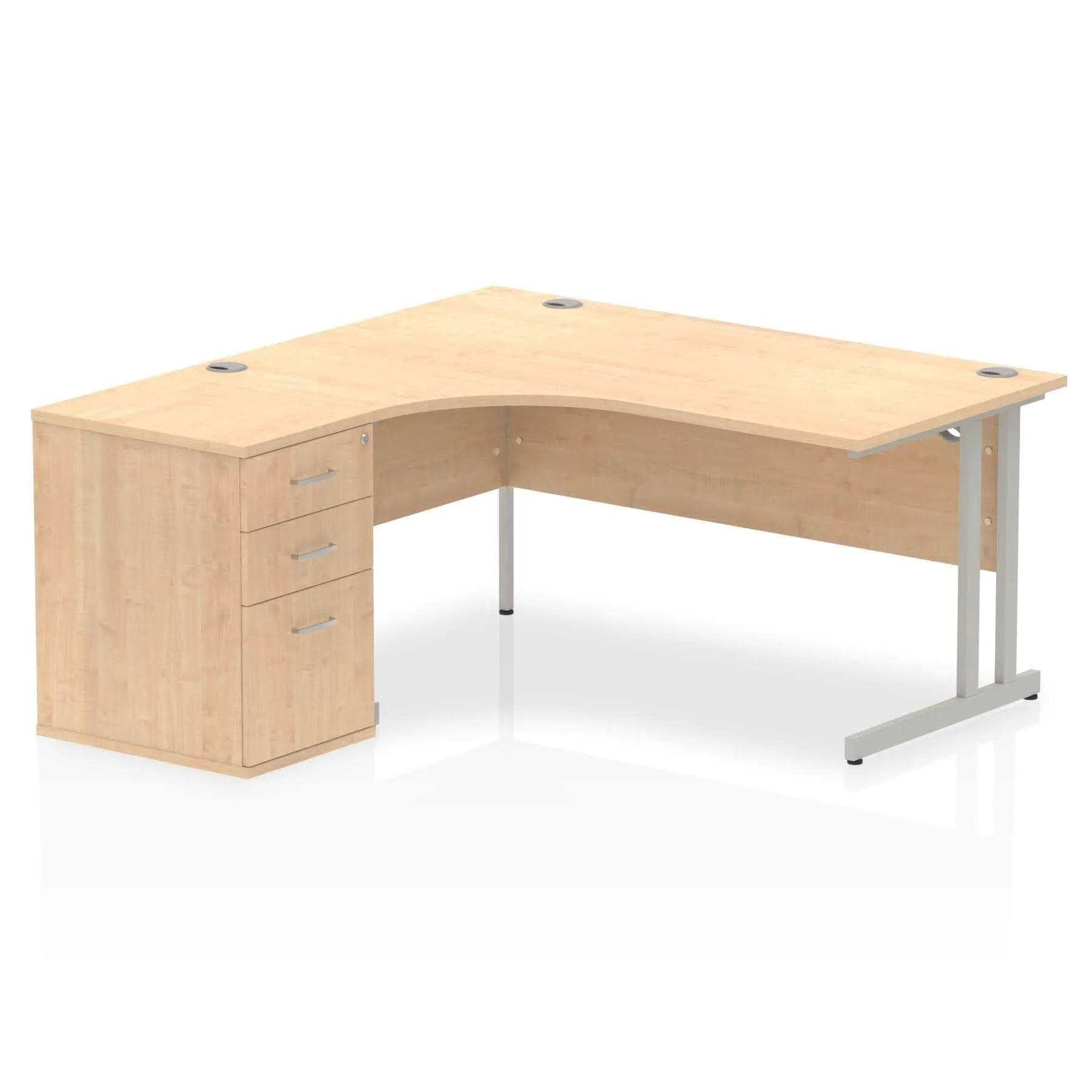 Dynasty 1600mm Left Crescent Desk | Free-Standing Cantilever Leg | Sturdy Build | Weather & Heat Resistant | Melamine