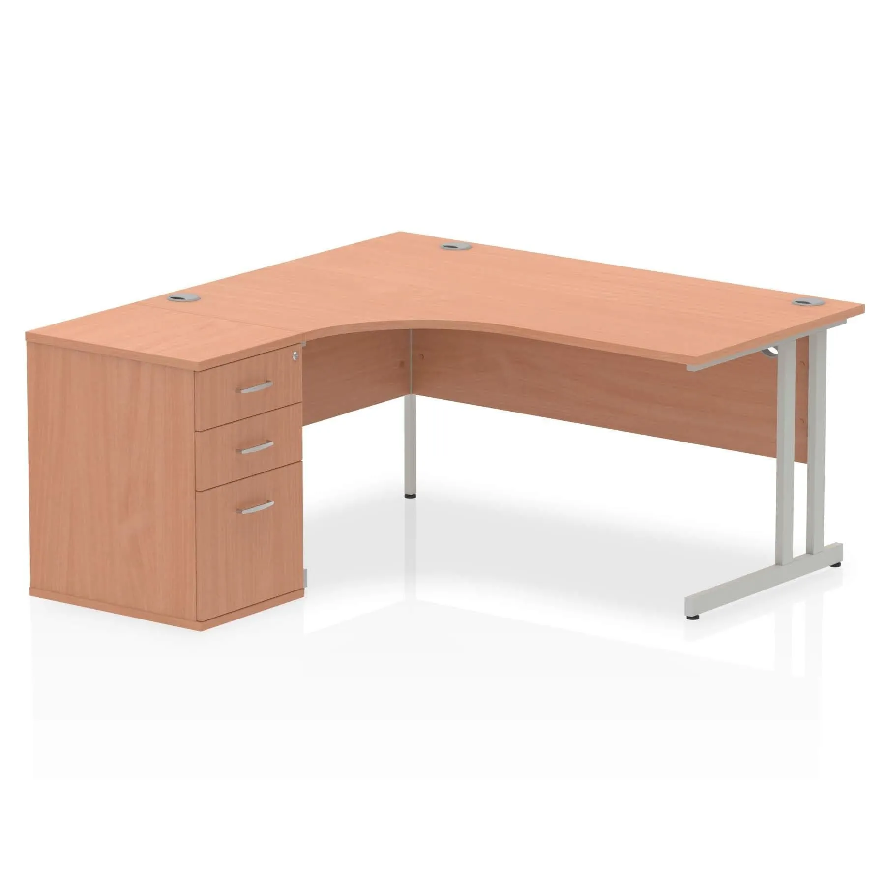 Dynasty 1600mm Left Crescent Desk | Free-Standing Cantilever Leg | Sturdy Build | Weather & Heat Resistant | Melamine