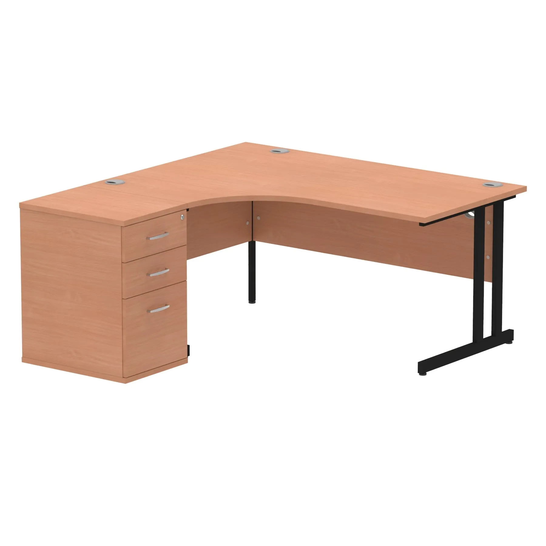 Dynasty 1600mm Left Crescent Desk | Free-Standing Cantilever Leg | Sturdy Build | Weather & Heat Resistant | Melamine