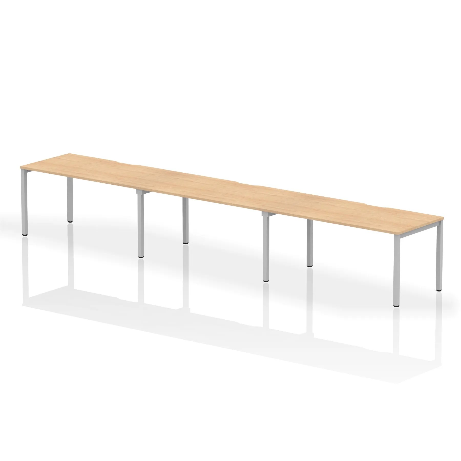 Evolve Plus 3-Person Single Row Desk - Rectangular MFC Top, Box Frame Legs, Self-Assembly, 5-Year Guarantee - 3600/4200/4800x800mm