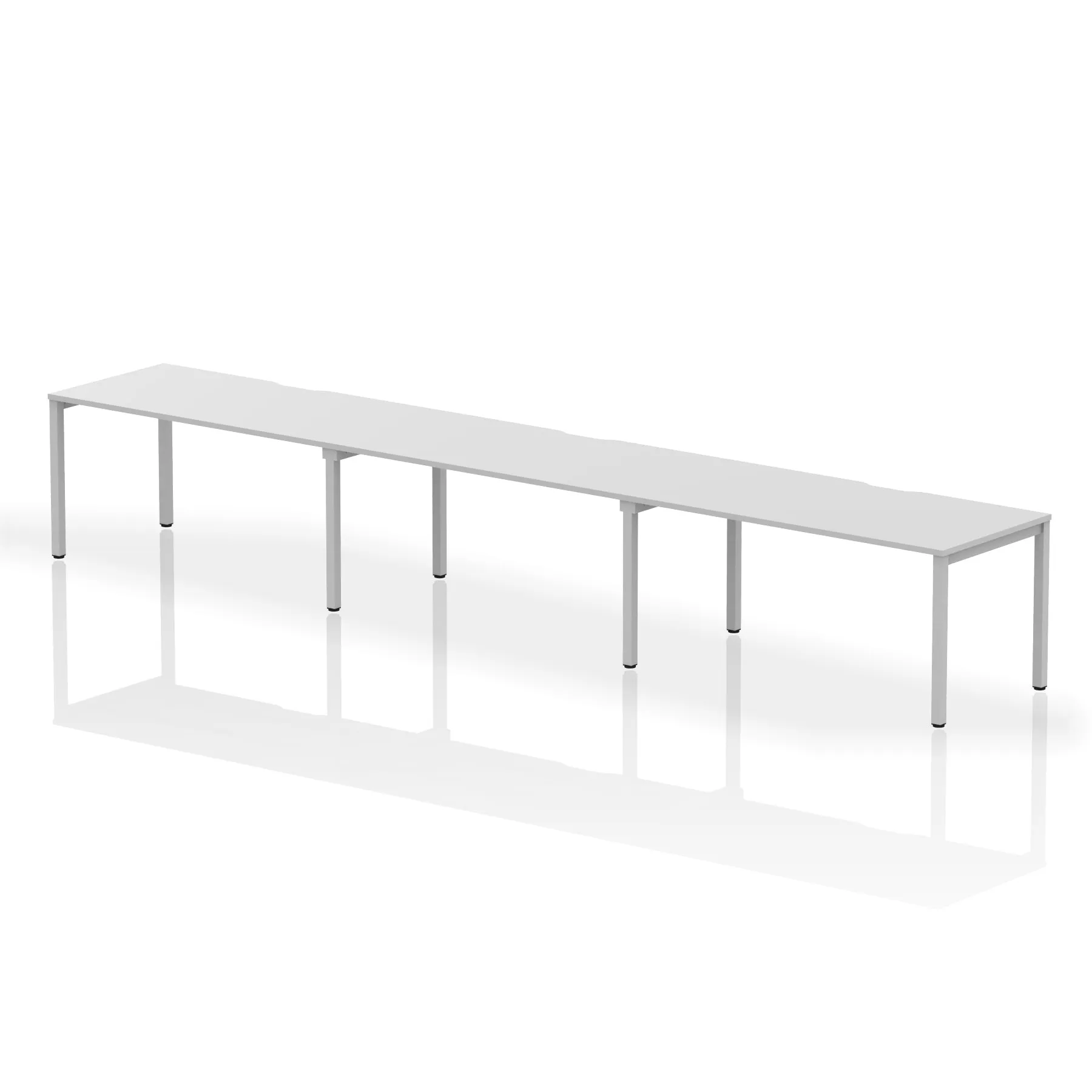 Evolve Plus 3-Person Single Row Desk - Rectangular MFC Top, Box Frame Legs, Self-Assembly, 5-Year Guarantee - 3600/4200/4800x800mm