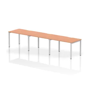 Evolve Plus 3-Person Single Row Desk - Rectangular MFC Top, Box Frame Legs, Self-Assembly, 5-Year Guarantee - 3600/4200/4800x800mm