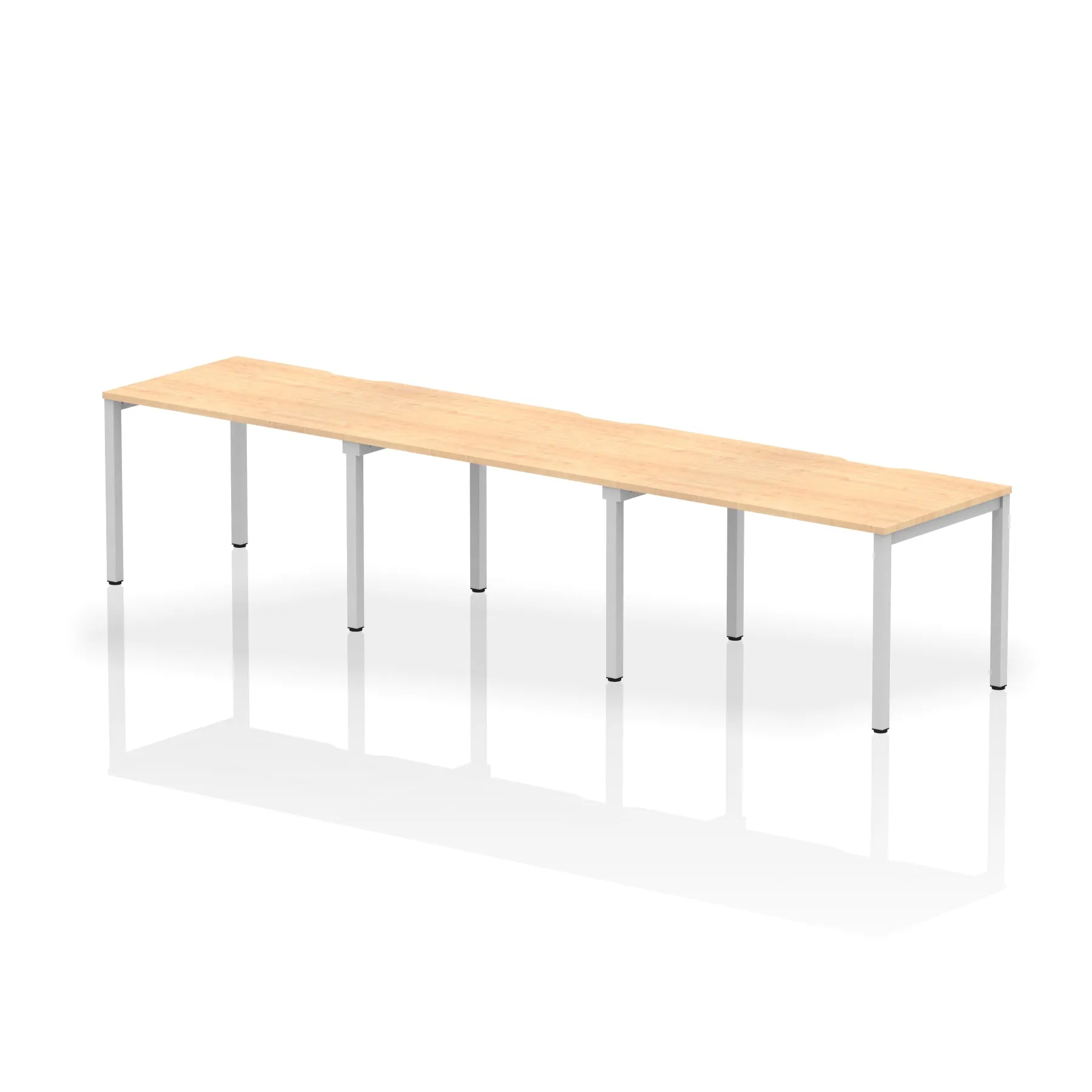 Evolve Plus 3-Person Single Row Desk - Rectangular MFC Top, Box Frame Legs, Self-Assembly, 5-Year Guarantee - 3600/4200/4800x800mm