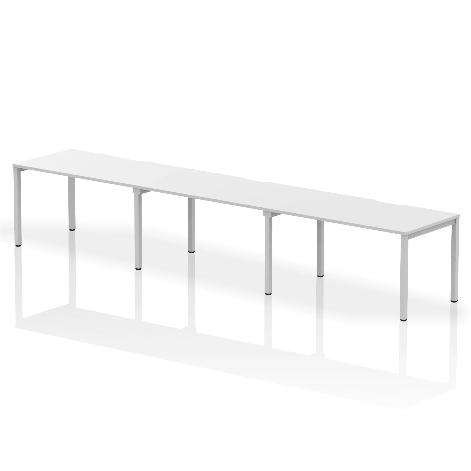 Evolve Plus 3-Person Single Row Desk - Rectangular MFC Top, Box Frame Legs, Self-Assembly, 5-Year Guarantee - 3600/4200/4800x800mm