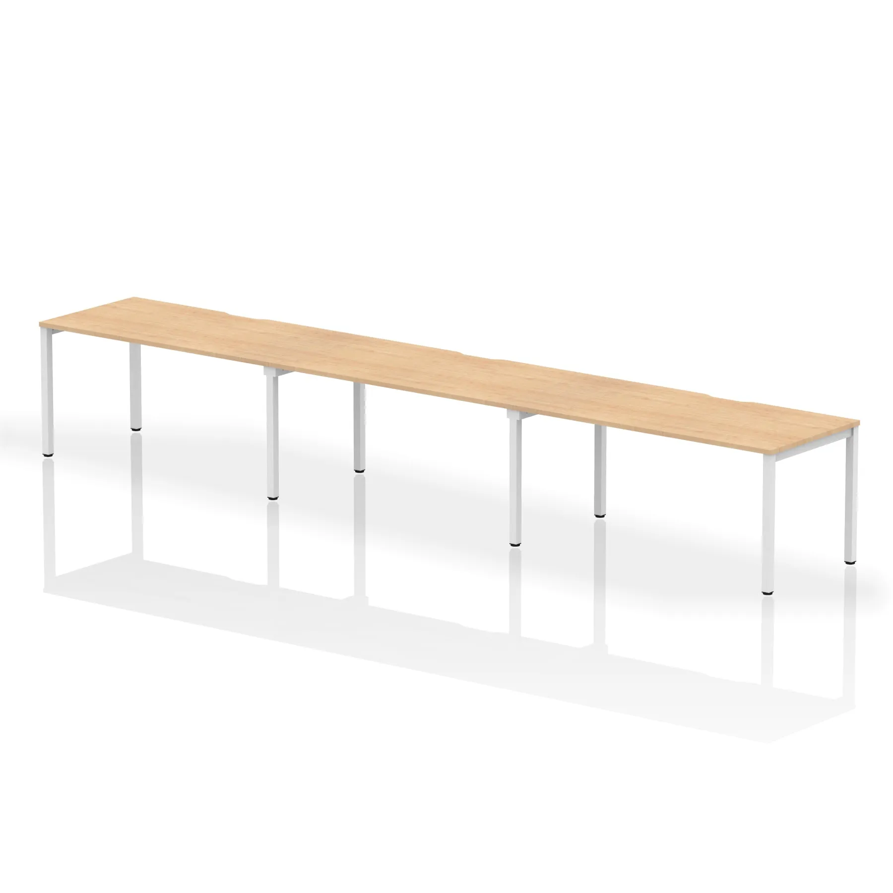 Evolve Plus 3-Person Single Row Desk - Rectangular MFC Top, Box Frame Legs, Self-Assembly, 5-Year Guarantee - 3600/4200/4800x800mm