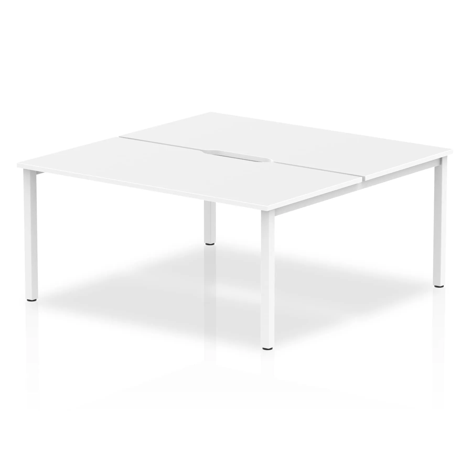 Evolve Plus B2B 2-Person Rectangular Desk - MFC, Self-Assembly, 5-Year Guarantee, 1200-1600mm Width, Silver/White Frame