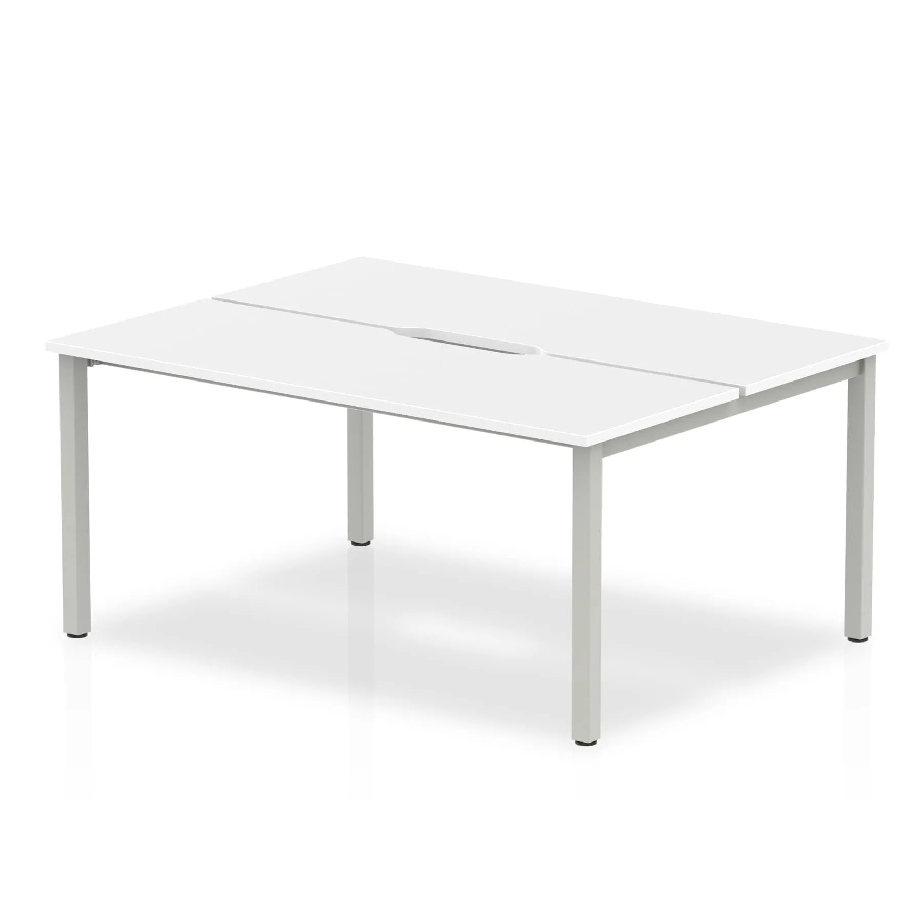 Evolve Plus B2B 2-Person Rectangular Desk - MFC, Self-Assembly, 5-Year Guarantee, 1200-1600mm Width, Silver/White Frame