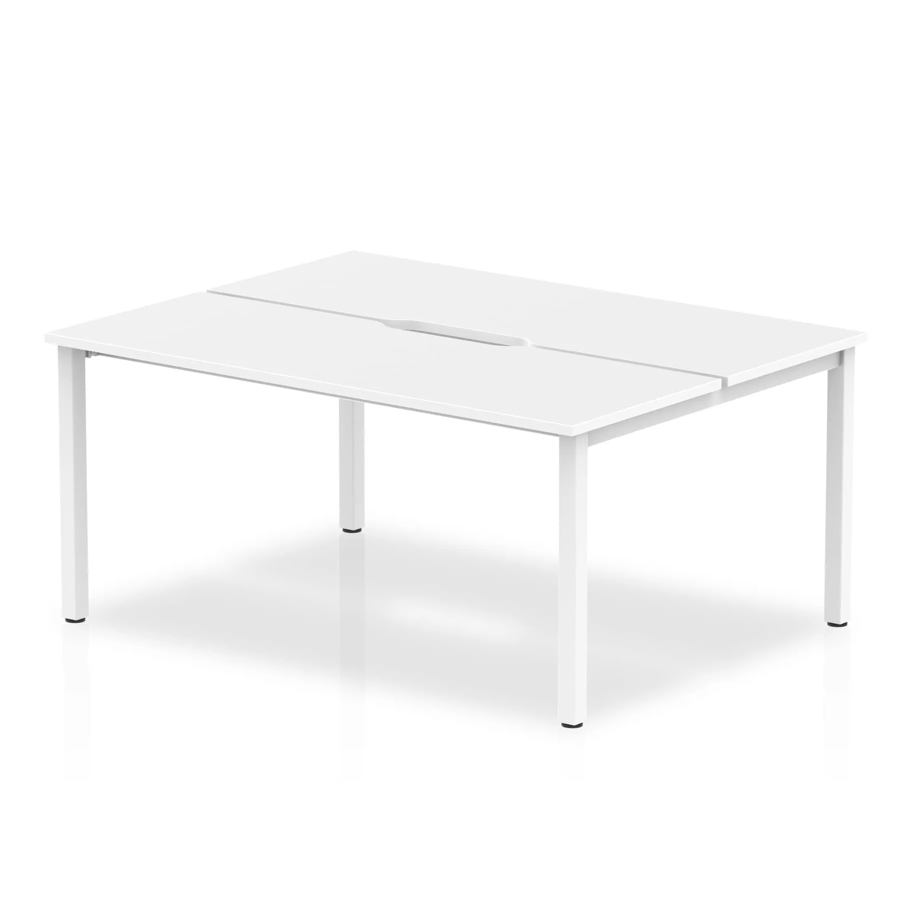 Evolve Plus B2B 2-Person Rectangular Desk - MFC, Self-Assembly, 5-Year Guarantee, 1200-1600mm Width, Silver/White Frame