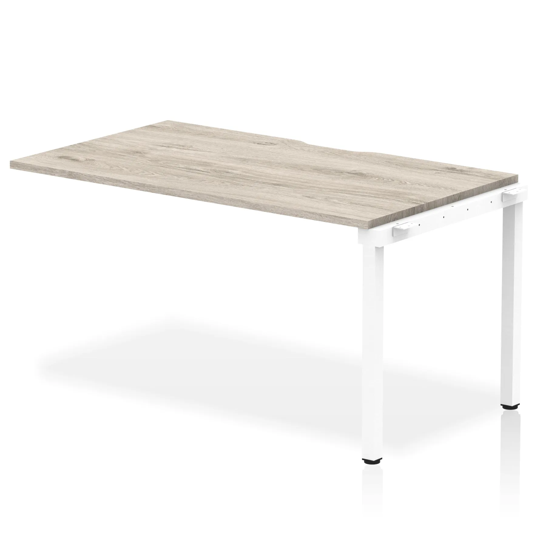 Evolve Plus Single Row Extension Desk - MFC Rectangular, Self-Assembly, 5-Year Guarantee, 1200-1600mm Width, Silver/White Frame, Box Frame Legs