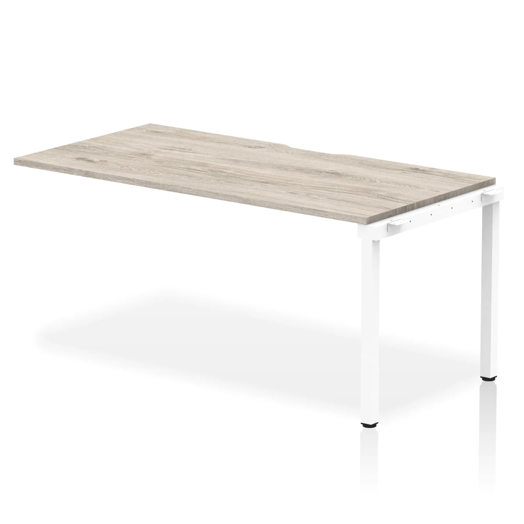 Evolve Plus Single Row Extension Desk - MFC Rectangular, Self-Assembly, 5-Year Guarantee, 1200-1600mm Width, Silver/White Frame, Box Frame Legs