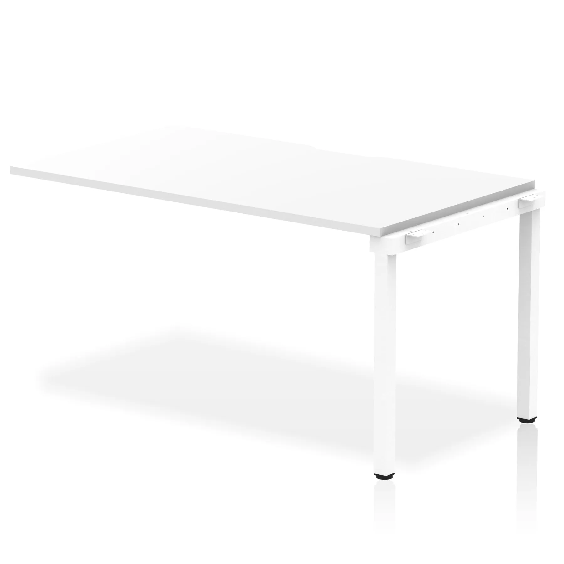 Evolve Plus Single Row Extension Desk - MFC Rectangular, Self-Assembly, 5-Year Guarantee, 1200-1600mm Width, Silver/White Frame, Box Frame Legs