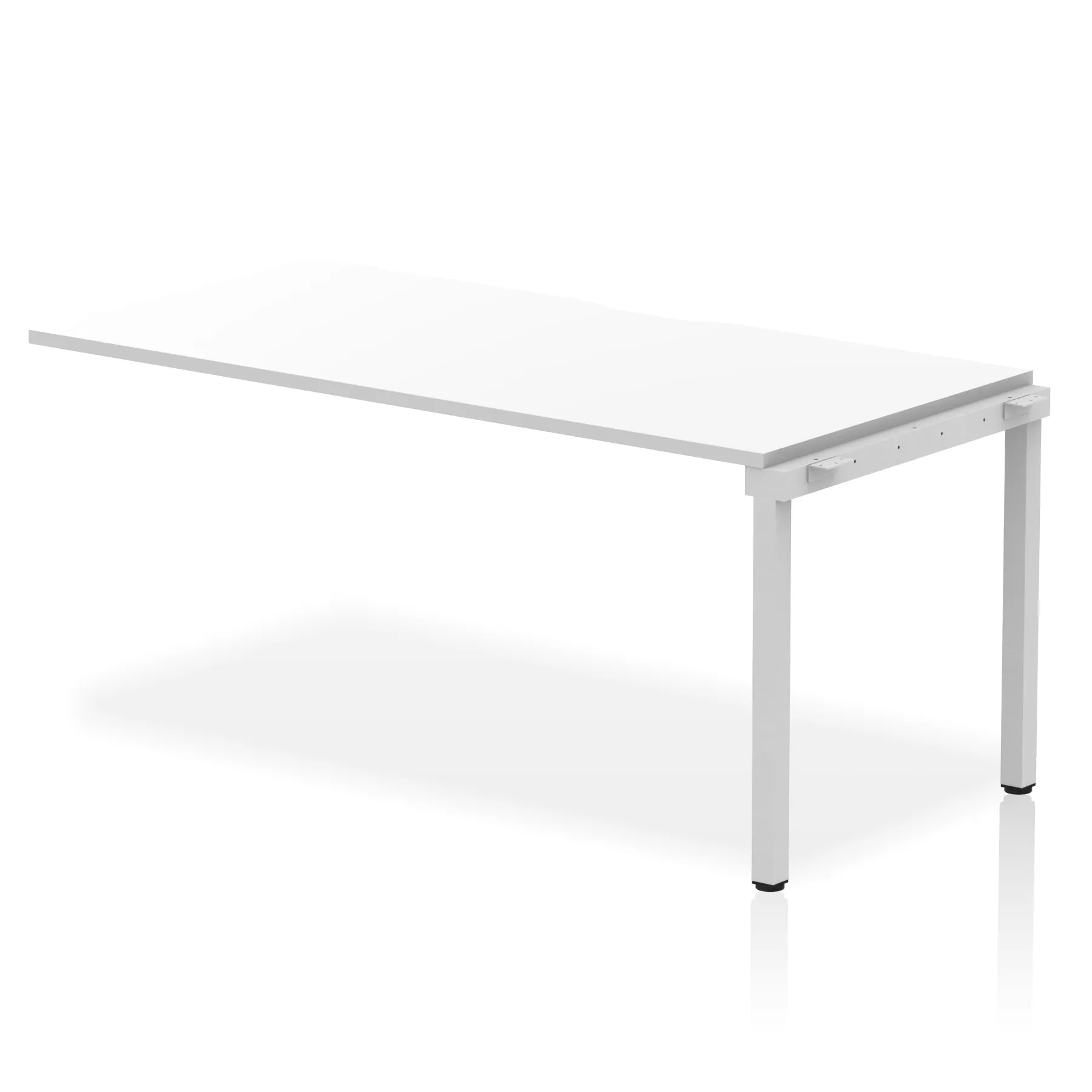 Evolve Plus Single Row Extension Desk - MFC Rectangular, Self-Assembly, 5-Year Guarantee, 1200-1600mm Width, Silver/White Frame, Box Frame Legs