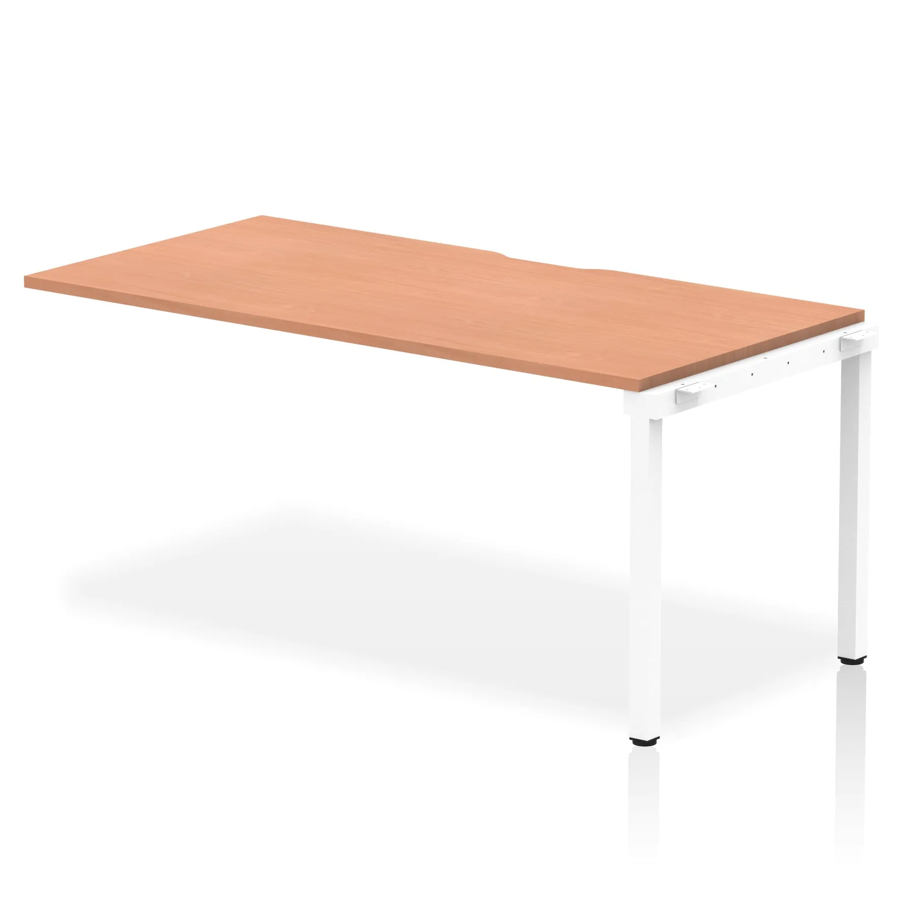 Evolve Plus Single Row Extension Desk - MFC Rectangular, Self-Assembly, 5-Year Guarantee, 1200-1600mm Width, Silver/White Frame, Box Frame Legs