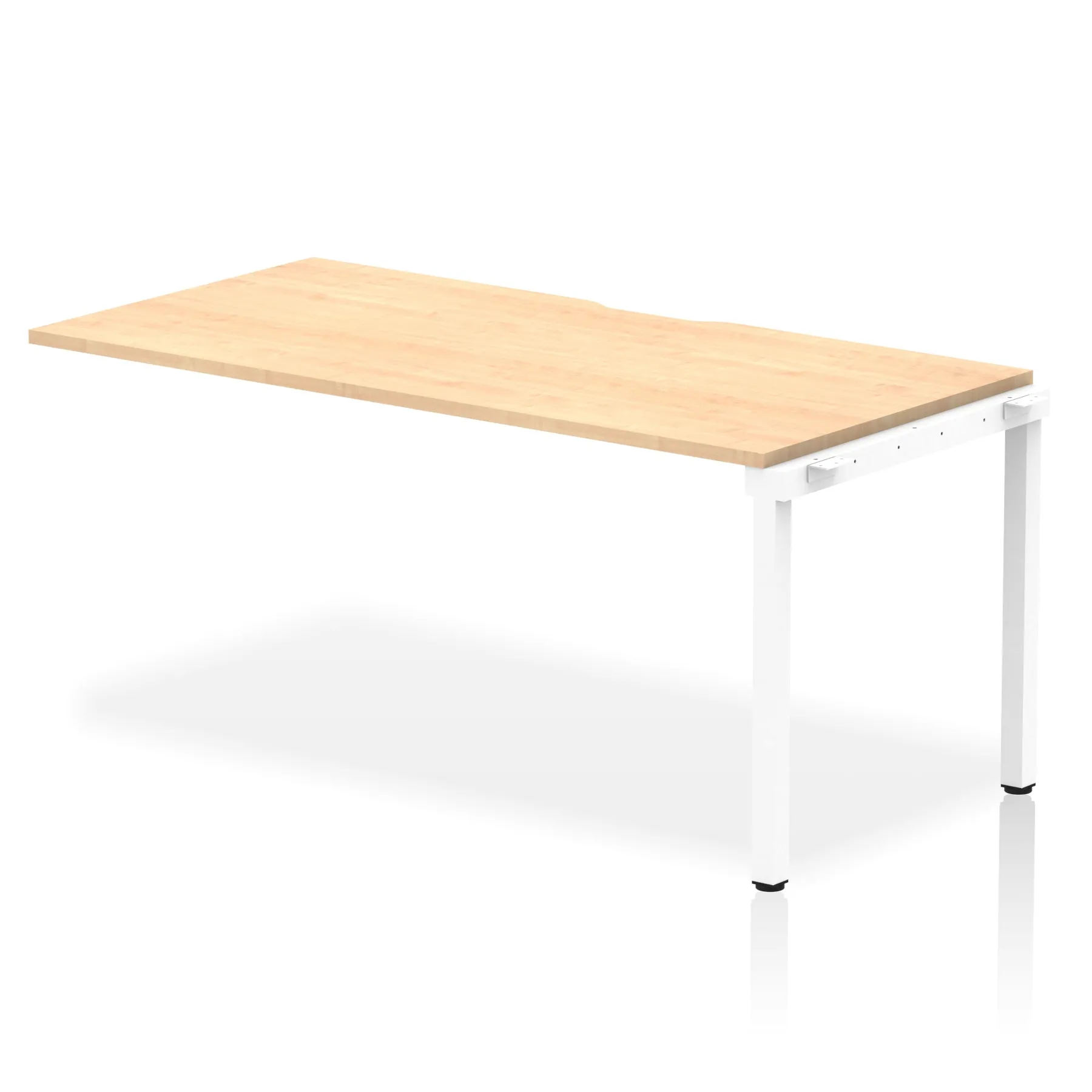 Evolve Plus Single Row Extension Desk - MFC Rectangular, Self-Assembly, 5-Year Guarantee, 1200-1600mm Width, Silver/White Frame, Box Frame Legs