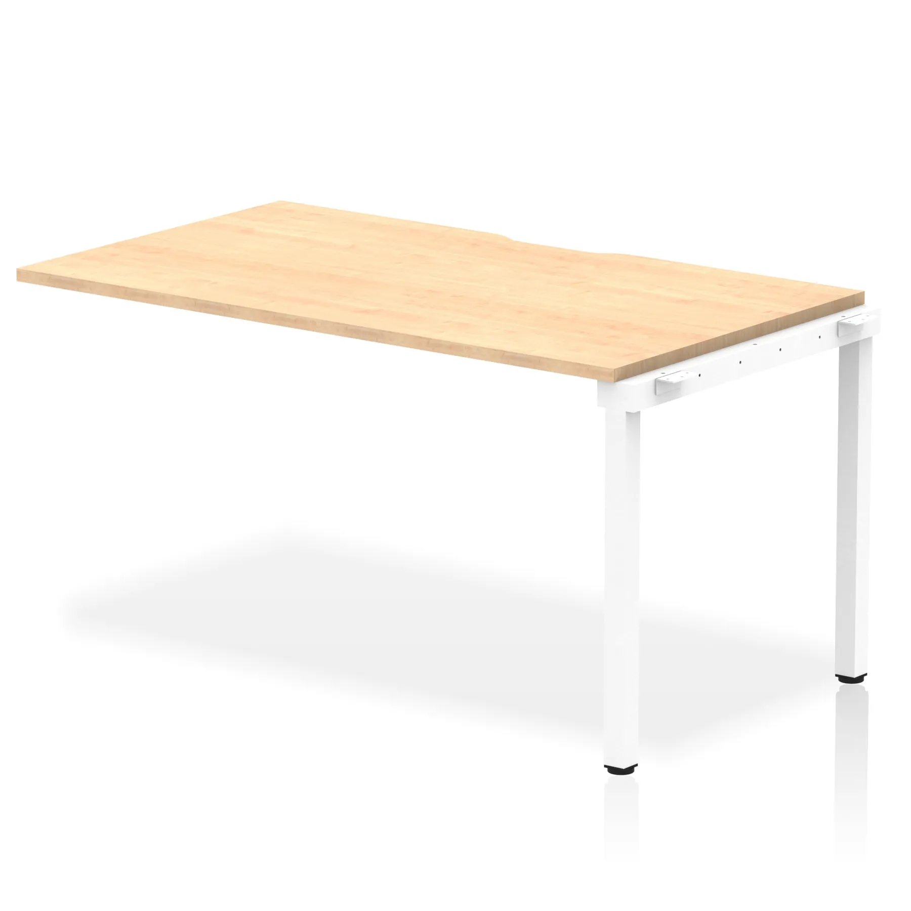 Evolve Plus Single Row Extension Desk - MFC Rectangular, Self-Assembly, 5-Year Guarantee, 1200-1600mm Width, Silver/White Frame, Box Frame Legs