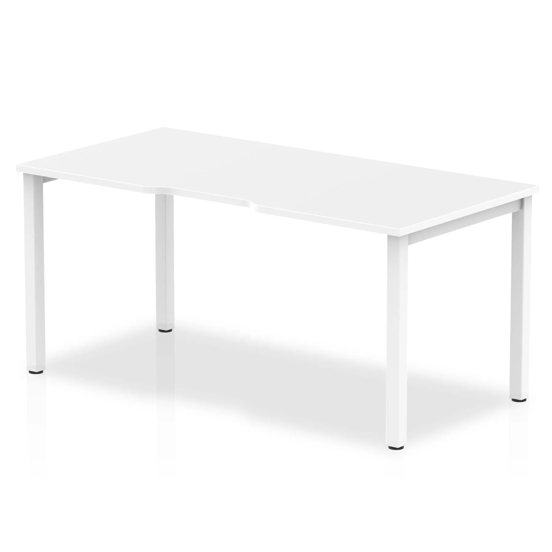 Evolve Plus Single Starter Desk - Rectangular MFC, Self-Assembly, 5-Year Guarantee, 1200-1600mm Width, Silver/White Box Frame