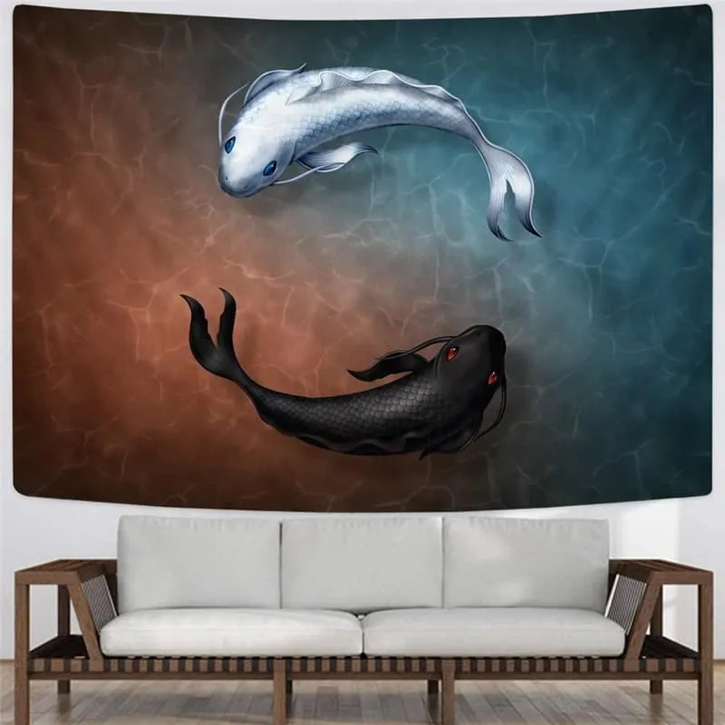 Fish Tapiz Black And White Home Tapestrys Ocean Rug Wall Hip Hop Tapestries