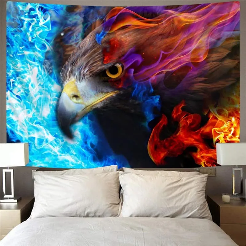 Flame Tapestry Eagle Rug Wall Animal Tapestries Ferocious Home Tapestrys