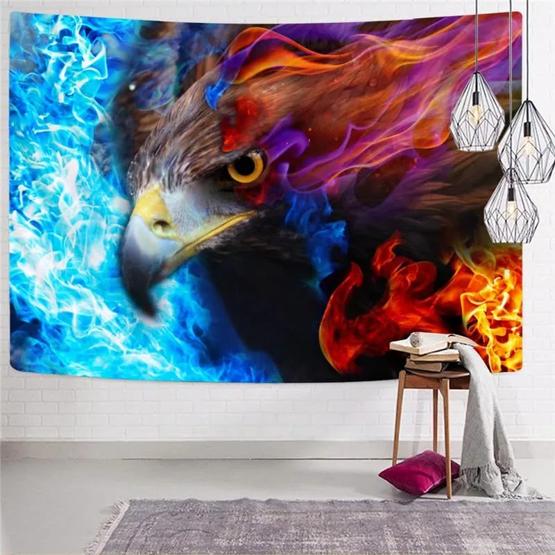 Flame Tapestry Eagle Rug Wall Animal Tapestries Ferocious Home Tapestrys