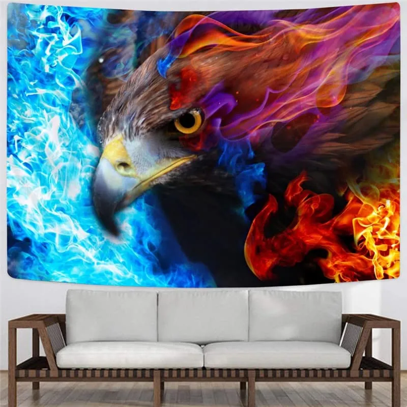 Flame Tapestry Eagle Rug Wall Animal Tapestries Ferocious Home Tapestrys