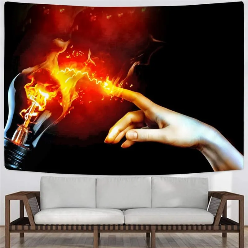 Flame Tapestry Light Bulb Wall Tapestry Hand Tenture Mandala Couple Rug Wall